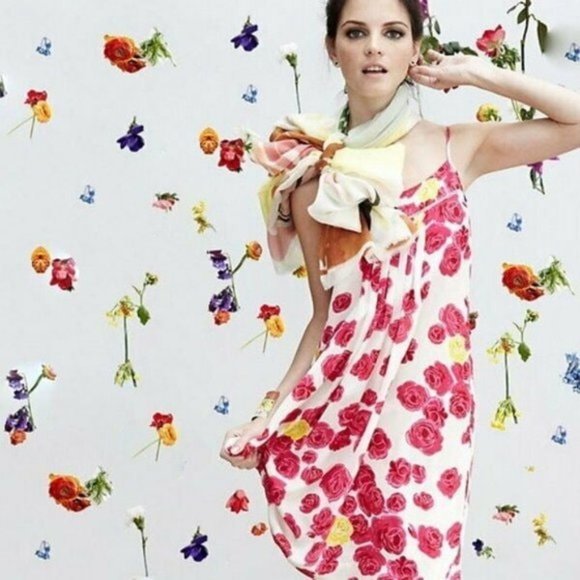 *Moulinette Souers* Anthropologie Silk Rose Dress, size 0 - Picture 11 of 11